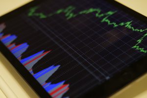Tablet computer with financial graphs